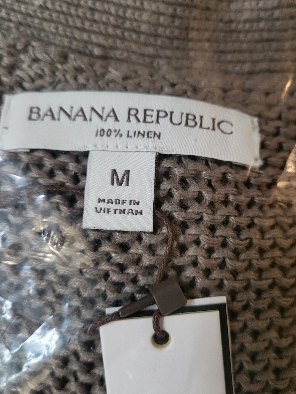 NWT Banana Republic Heirloom 100% Linen Wrap Cardigan Size M Khaki Beige Sweater - Picture 4 of 5